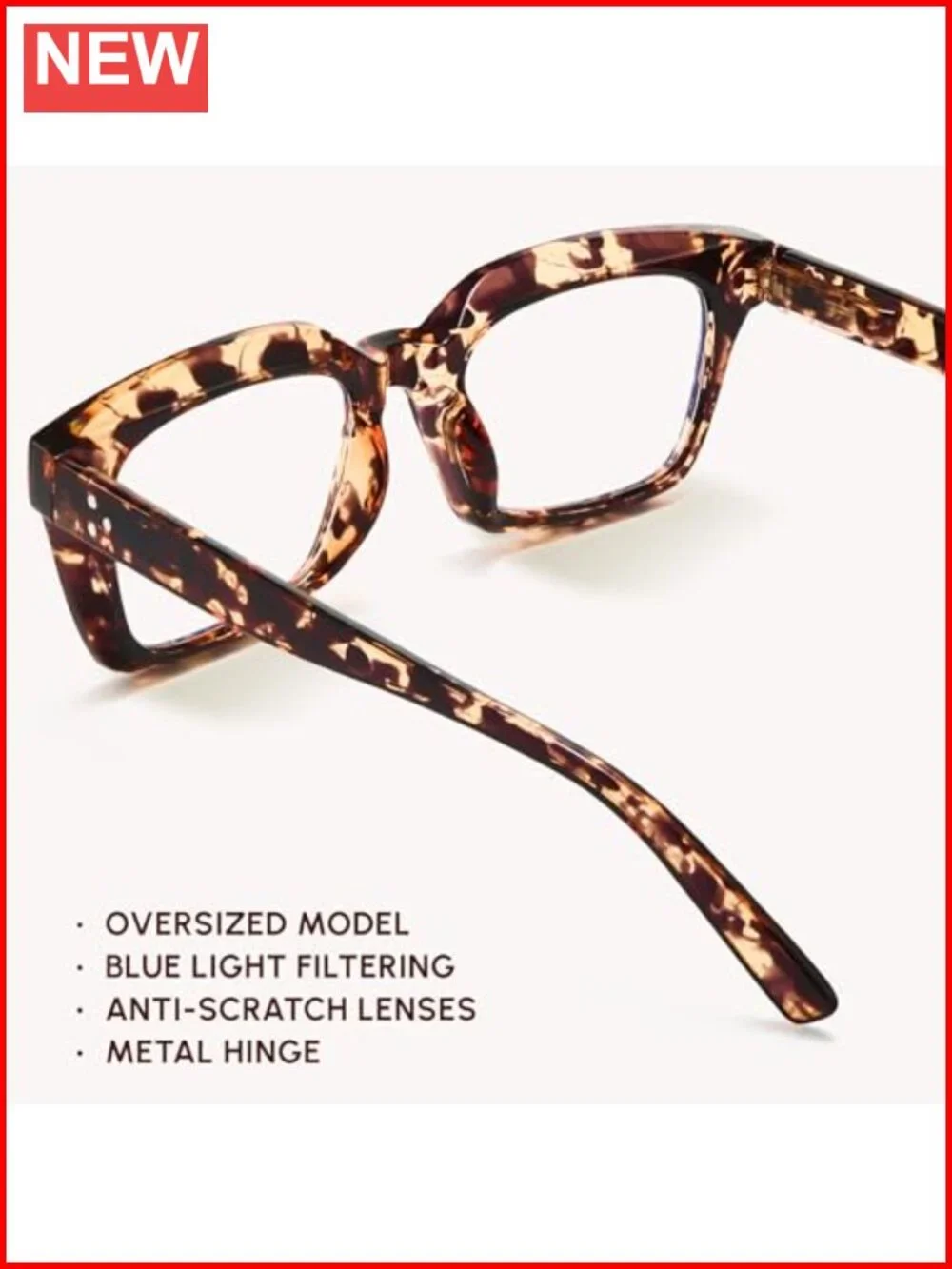 Oversized Blue Light Blocking Glasses for Women - Reduce Eye Strain Computer